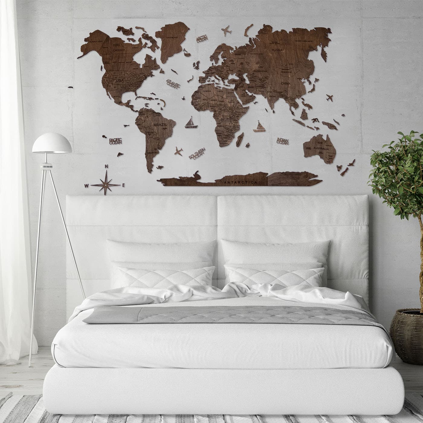 2D wall world map